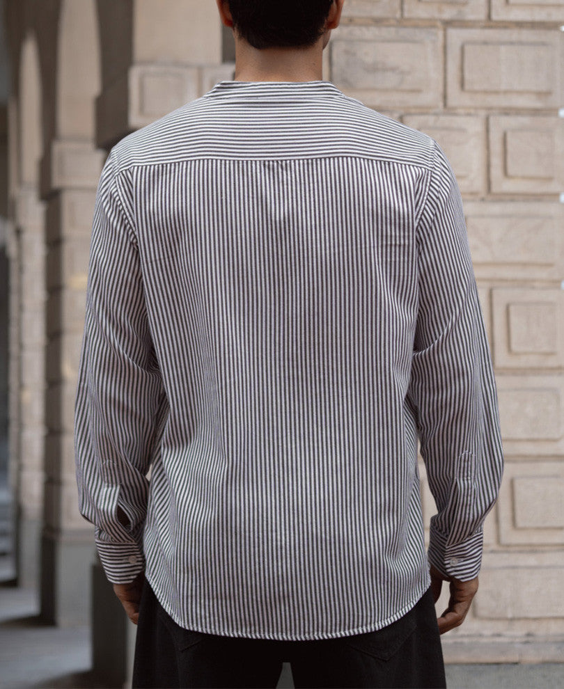 Black and White Stripes Full Sleeves Shirt.