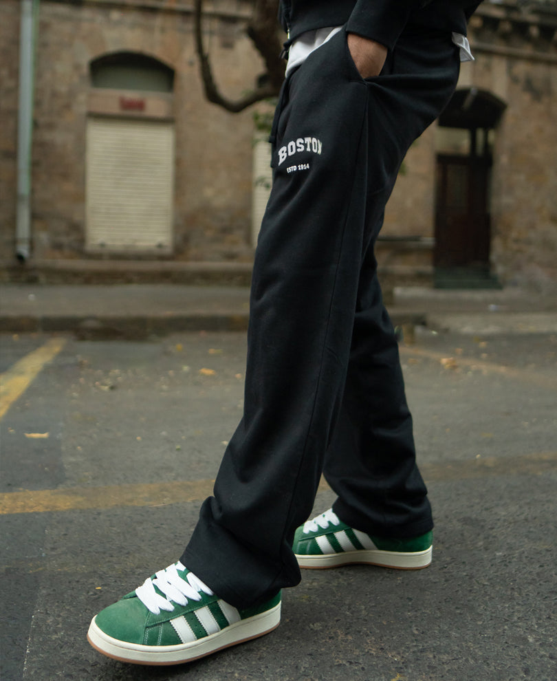 Black Printed Baggy Trackpant.