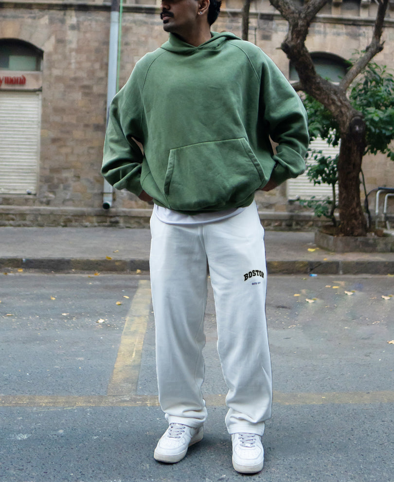 White Printed Baggy Track Pant.