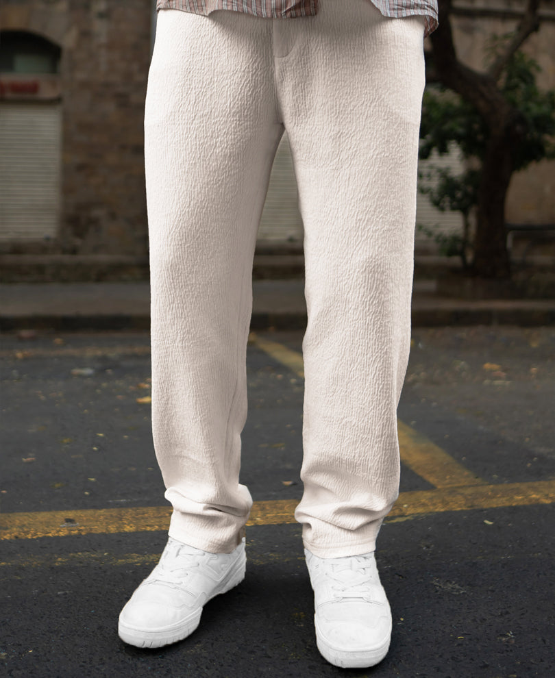 Cream Structured Trackpant.