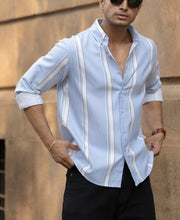 Light Blue Broad Stripe Shirt.