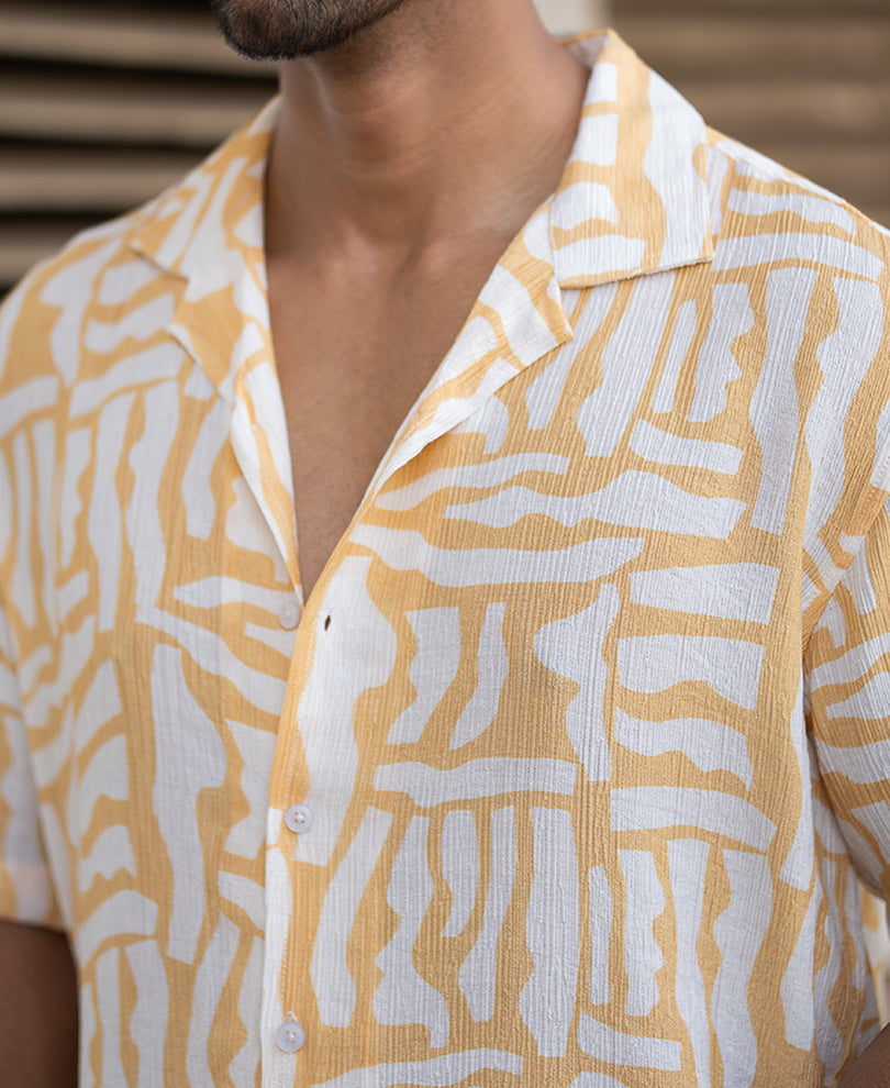 Amber Yellow Abstract Print Shirt.