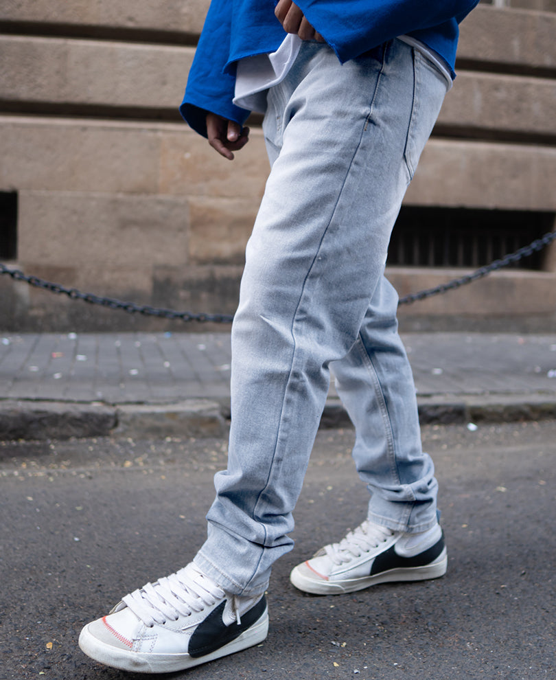 Light Blue Regular Fit Denim Jeans.
