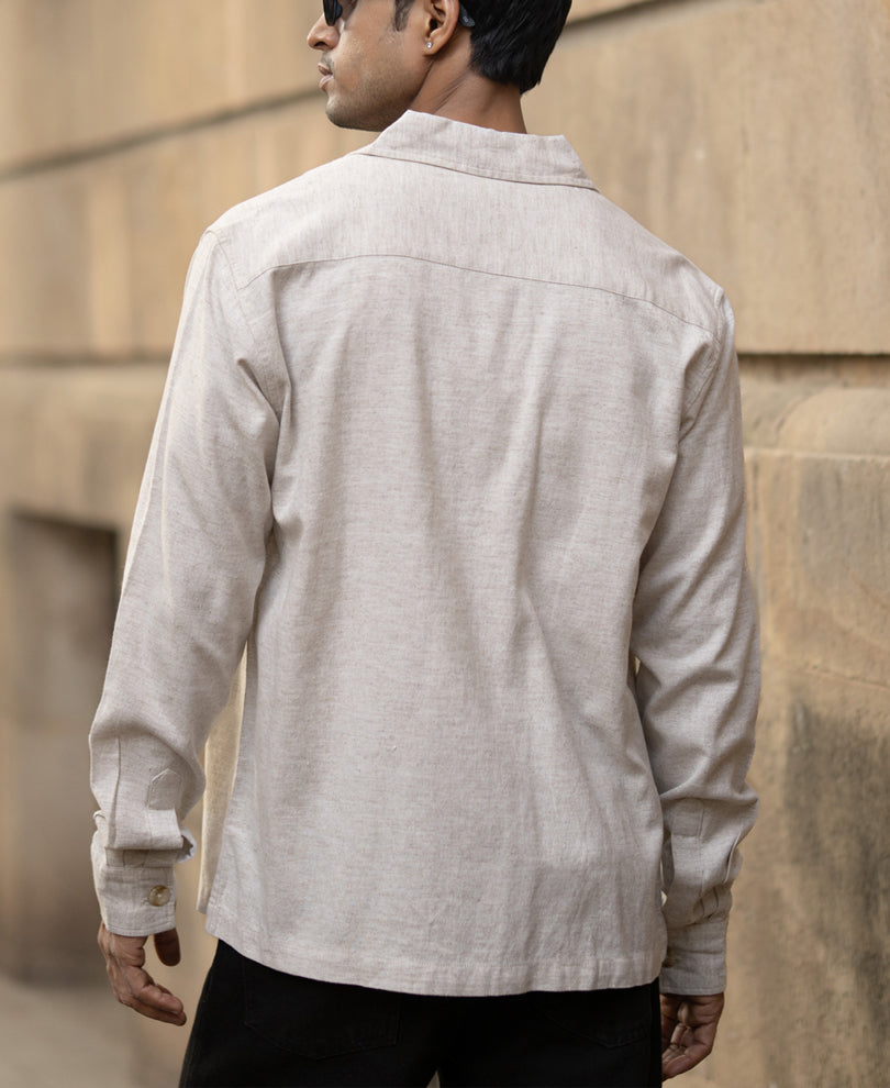 Natural Linen Double Pocket Shirt.