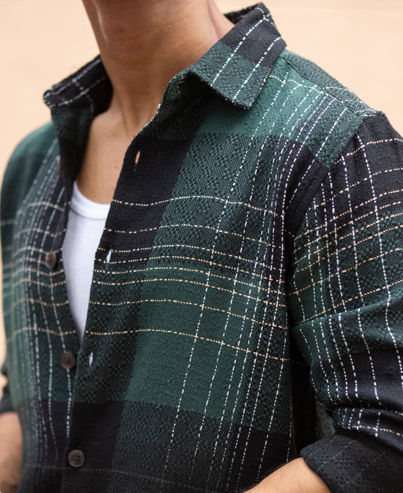 Olive Ombre Checks Shirt.