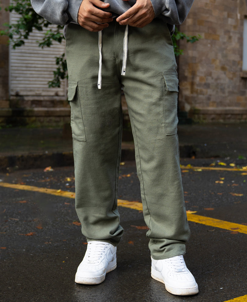 Olive Structured Linen Blend Trouser.