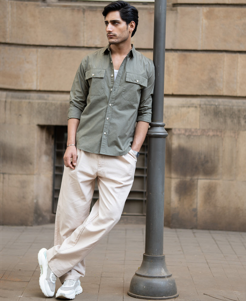 Green Double Pocket Lightweight Shirt.