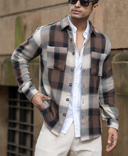 Brown Twill Check Shirt.