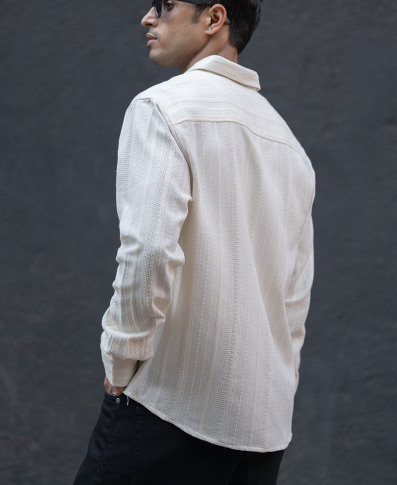 Off White Structure Stripe Shirt.