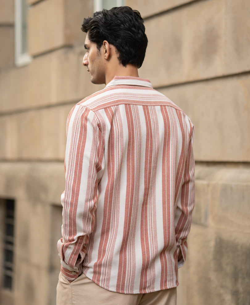 Rust Structure Stripe Shirt.
