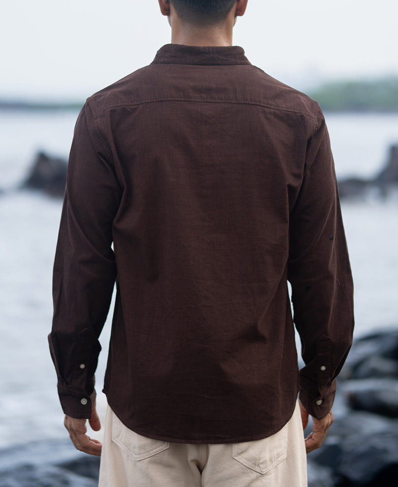 Coffee Corduroy Button Down Shirt.