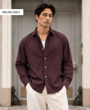 Dark Brown Cotton Oxford Stripe Shirt