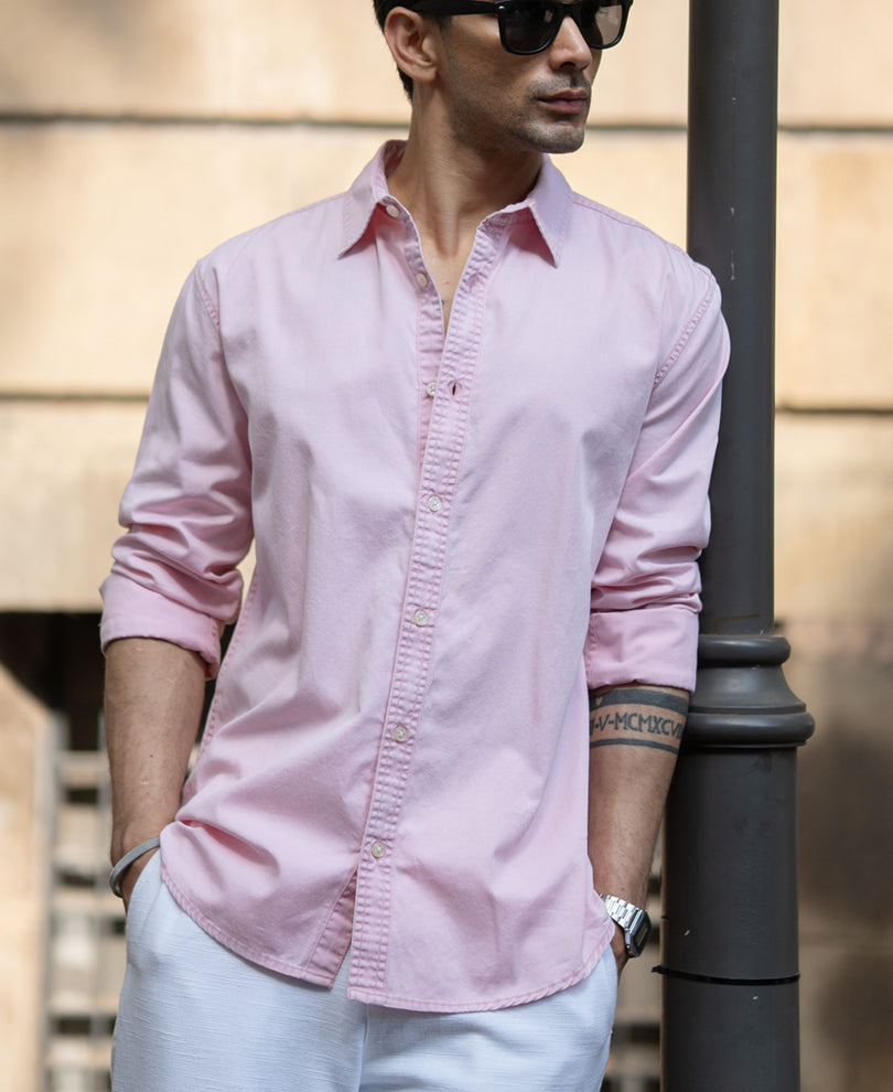 Pink Overdyed Structure Shirt.