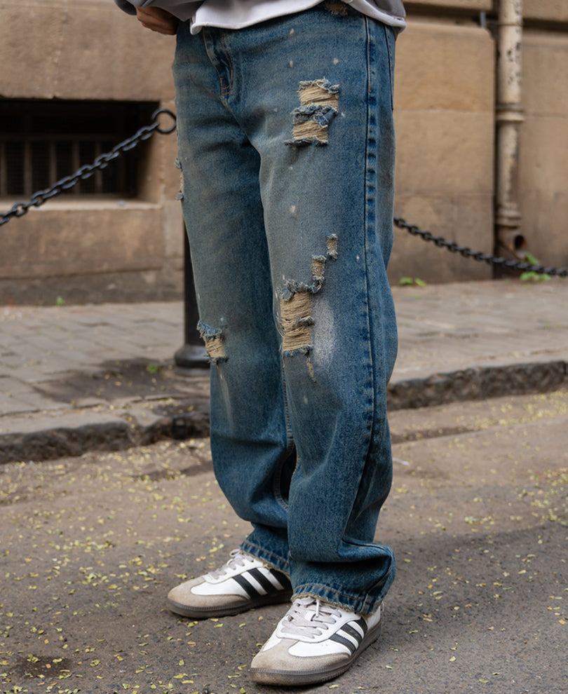 Vintage Blue Distressed Jeans