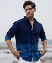 Blue Ombre Checks Shirt.