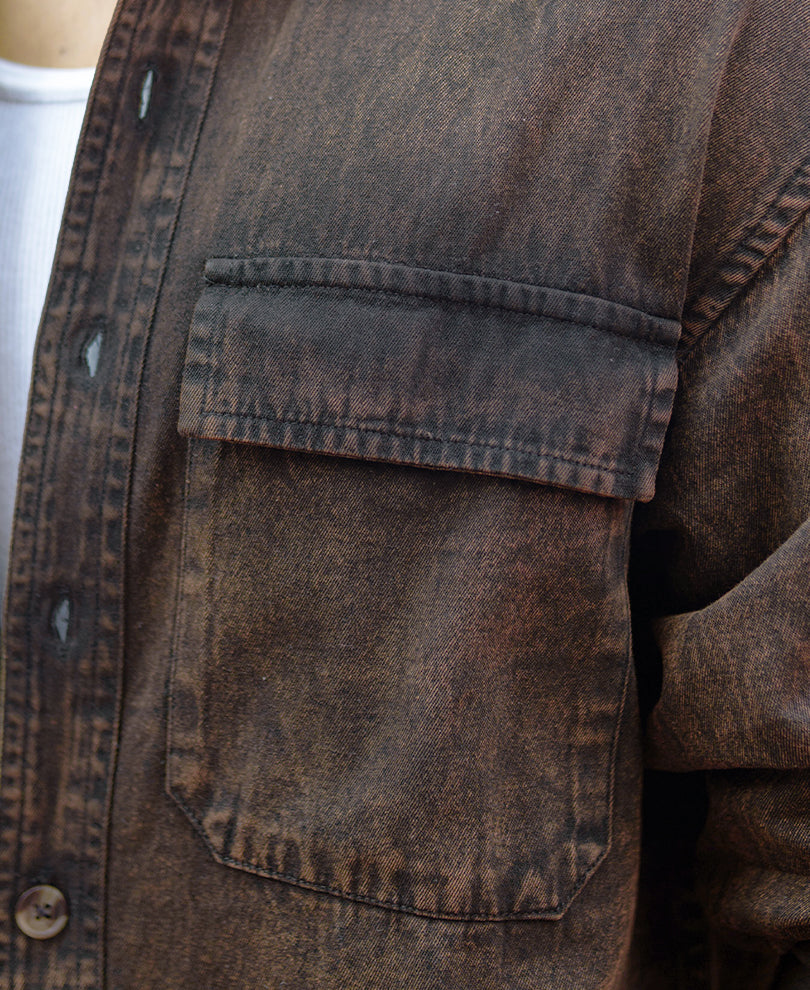 Dark Brown Washed Denim Overshirt
