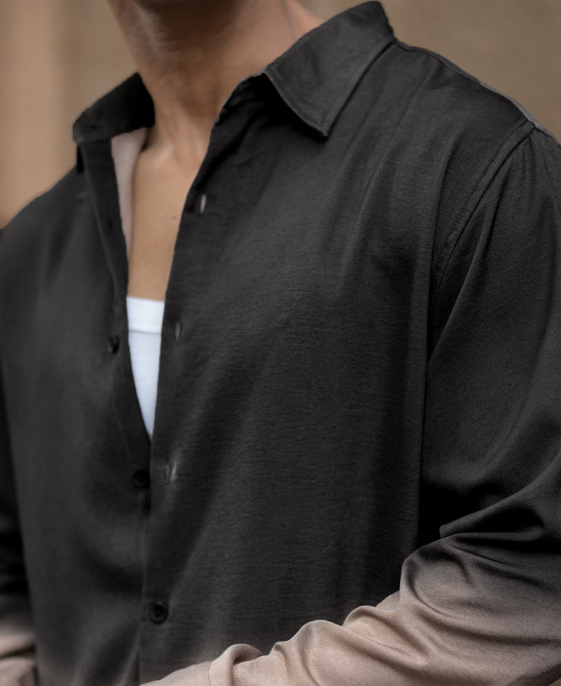 Brown Ombre Satin Shirt.