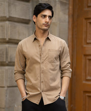Tan Washed Cotton Shirt 100% Cotton