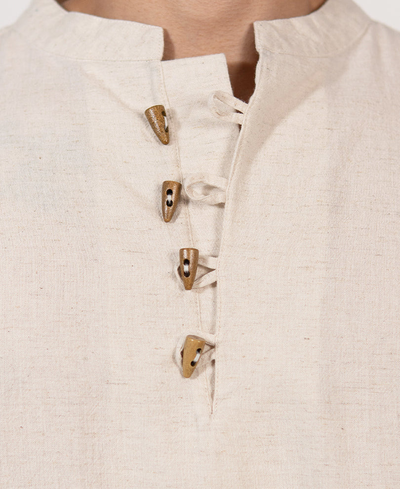 Natural Linen Blend Kurta Shirt