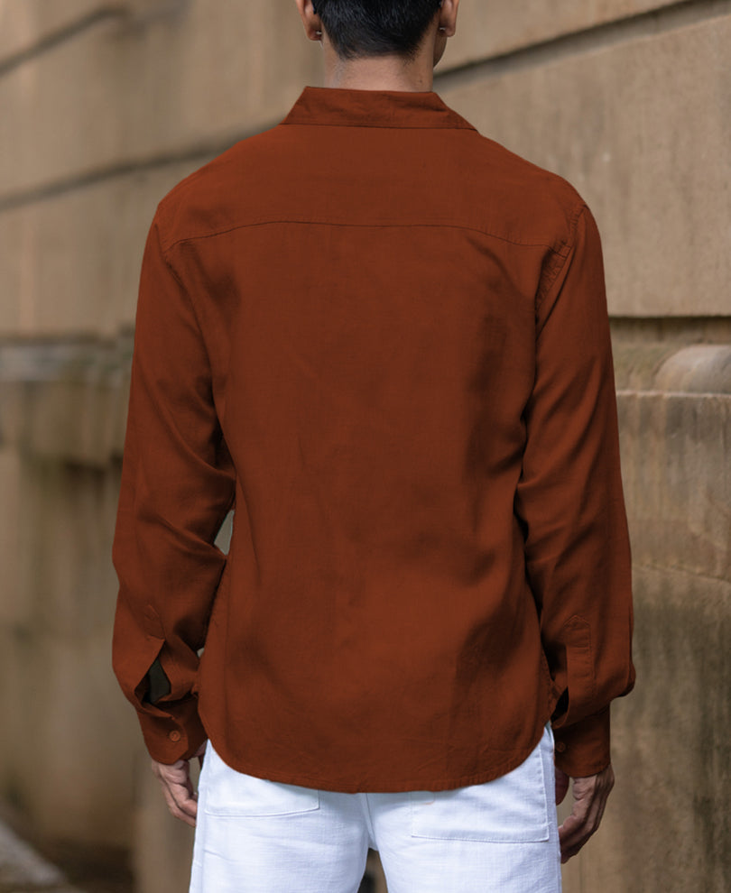 Bombay Brown Linen Blend Shirt.
