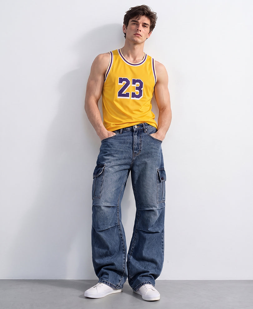 Blue Washed Cargo Jeans