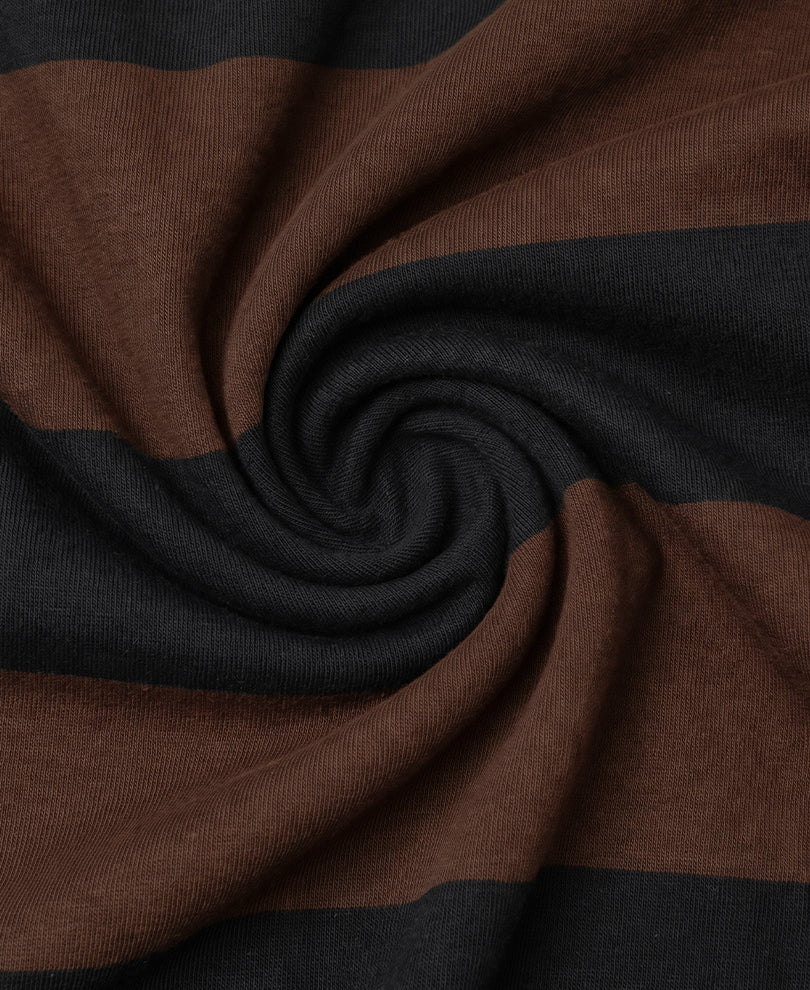Brown Embroidered Stripe T-Shirt
