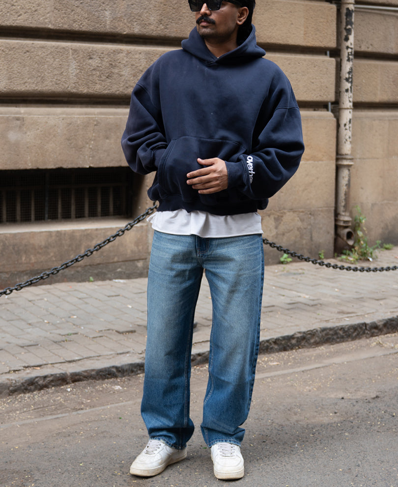 Blue Washed Baggy Jeans.