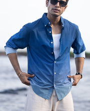 Dark Blue Ombre Stripe Shirt.