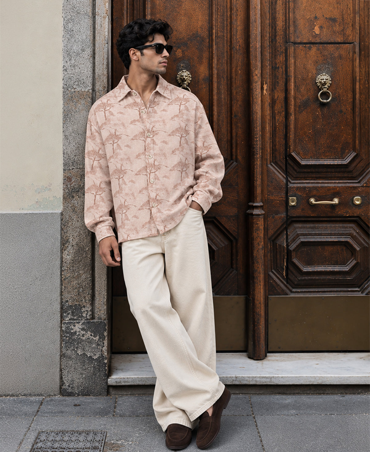Beige Jacquard Shirt