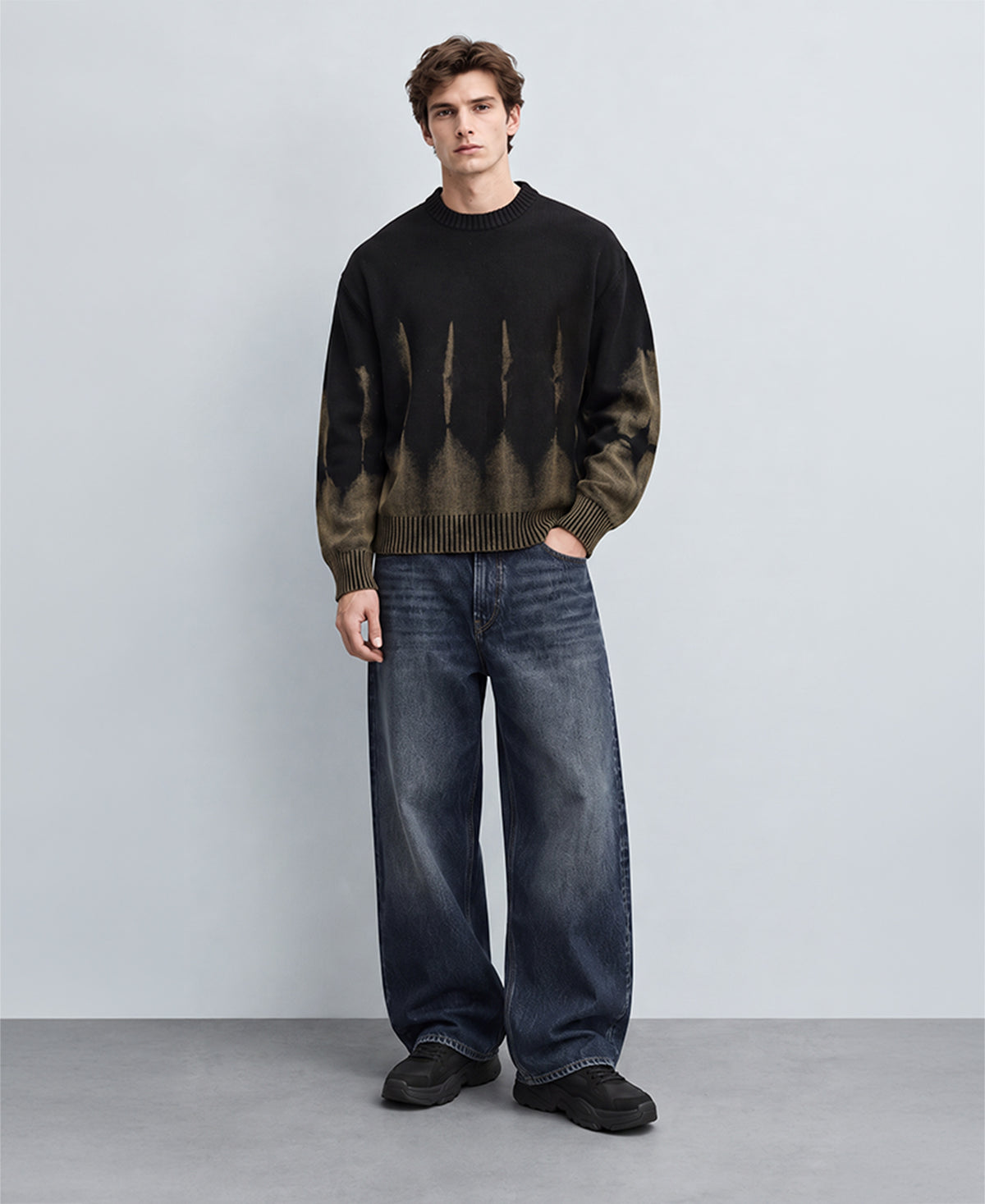 Black Washed Knit Sweater