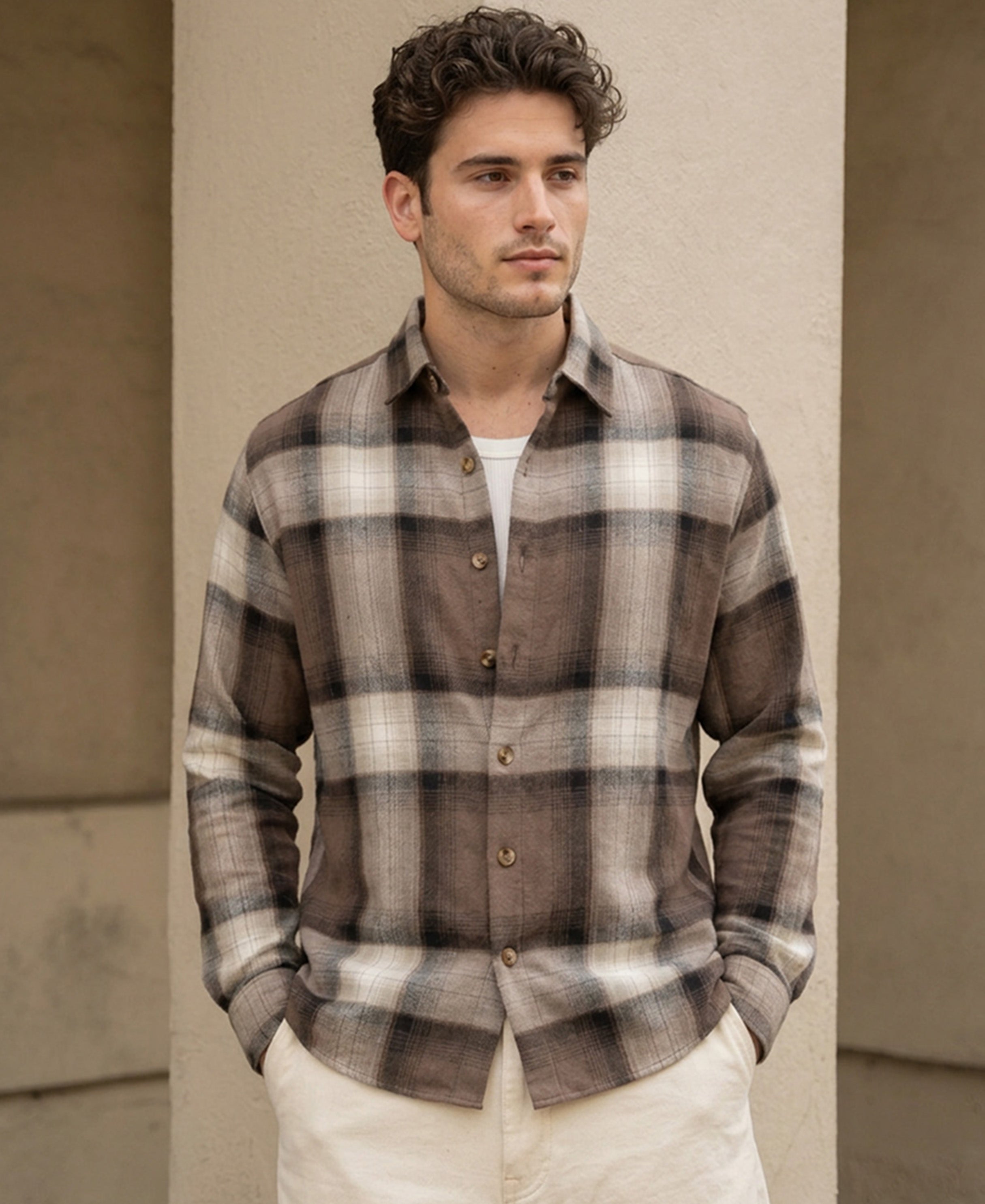 Light Brown Checks Shirt