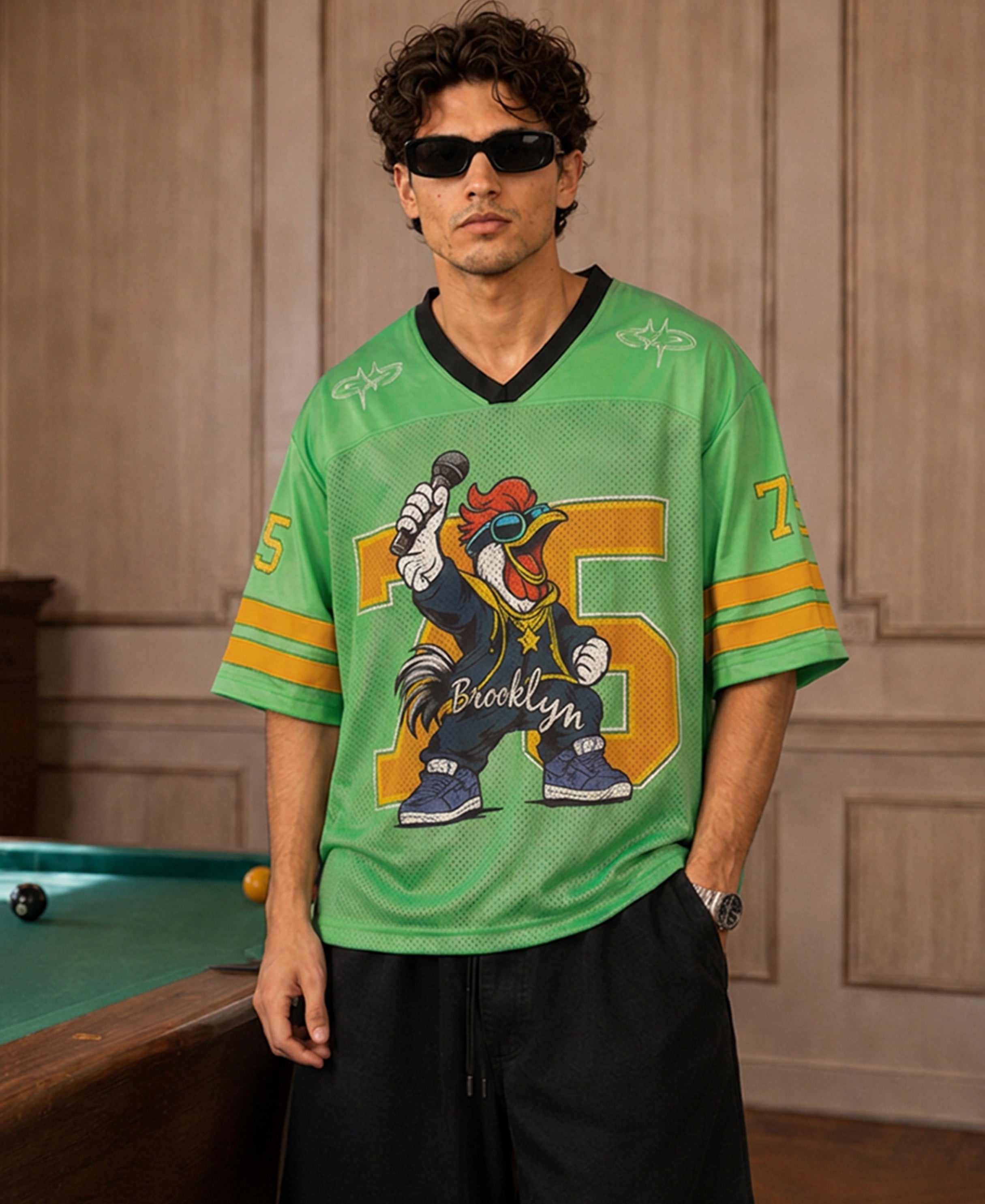 Green Character Print Jersey T-Shirt