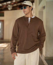 Brown Rib Knit Henley T-Shirt