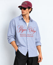 Blue Stripe Printed Cotton Shirt 100% Cotton