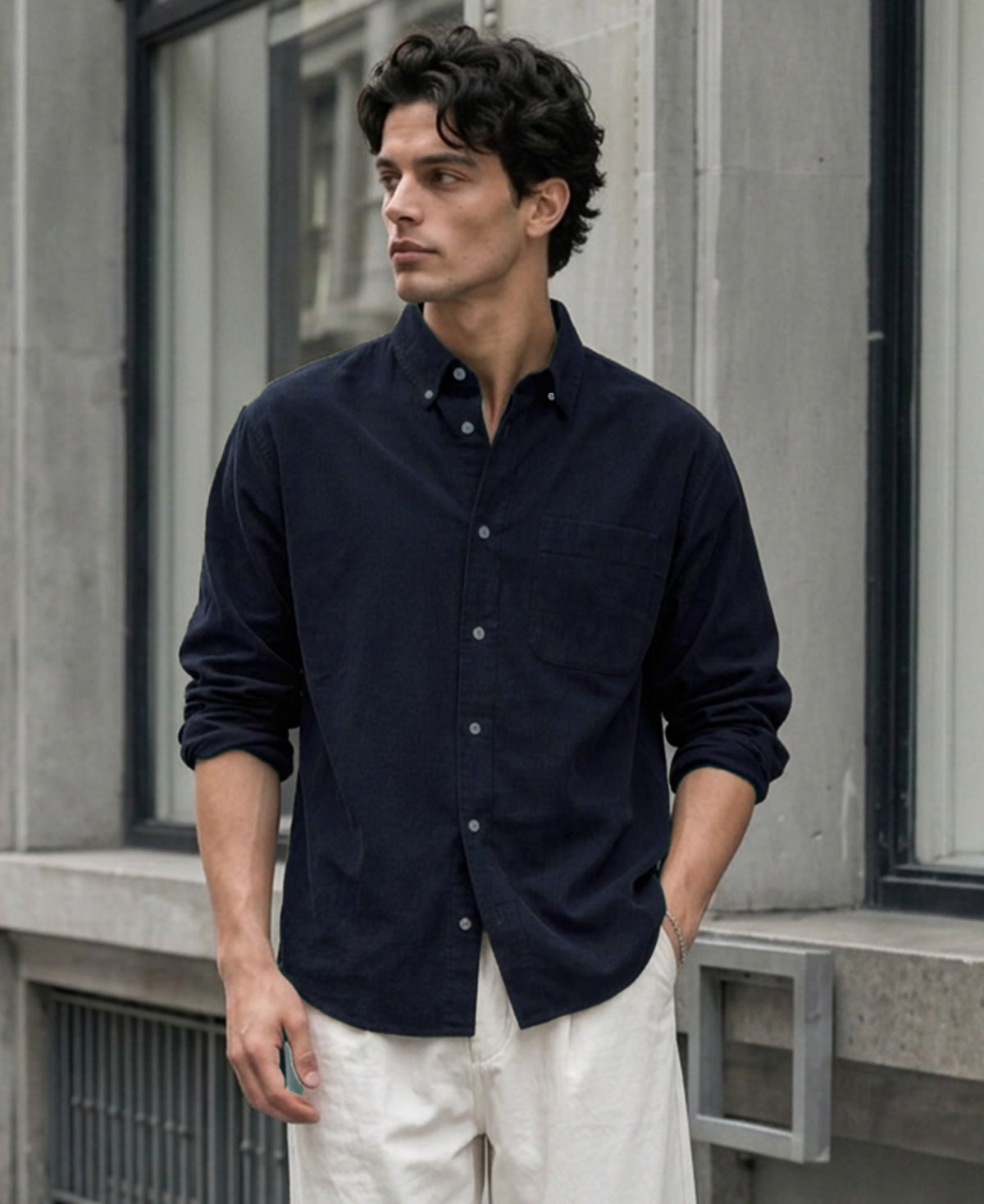 Navy Oxford Button Down Shirt