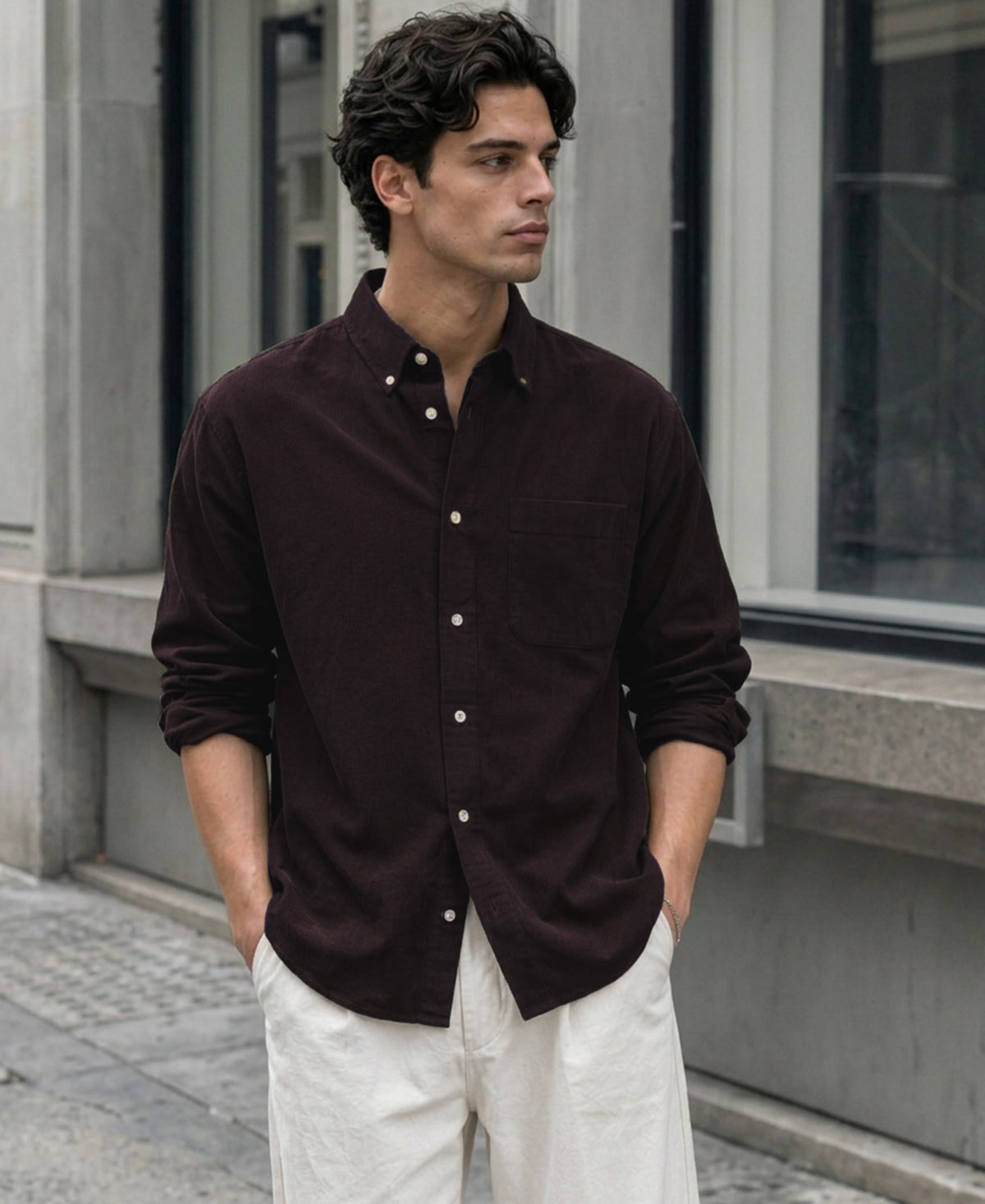 Wine Oxford Botton Down Shirt