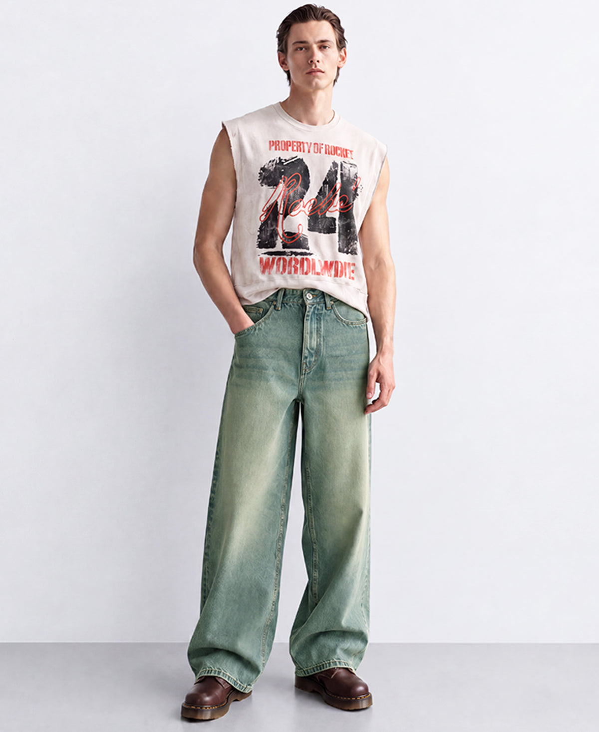 Tinted Blue Washed Baggy Jeans