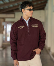 Wine Embroidered Zipper Shirt 100% Cotton