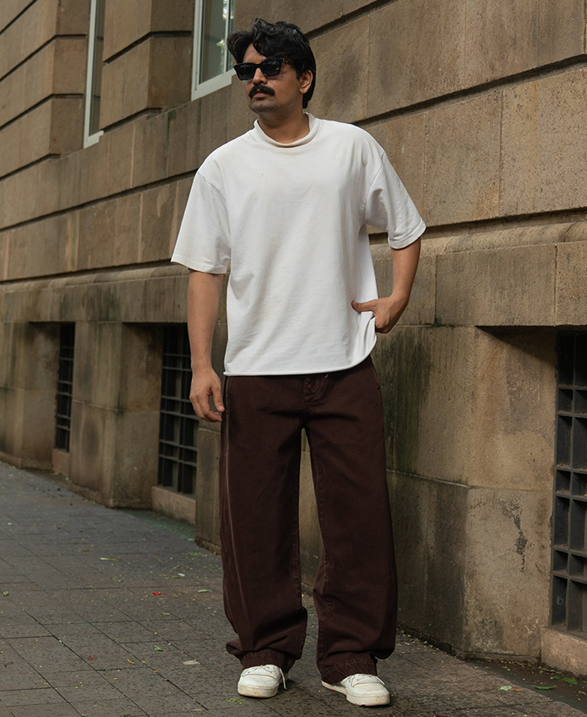 Brown Washed Barrel Fit Jeans