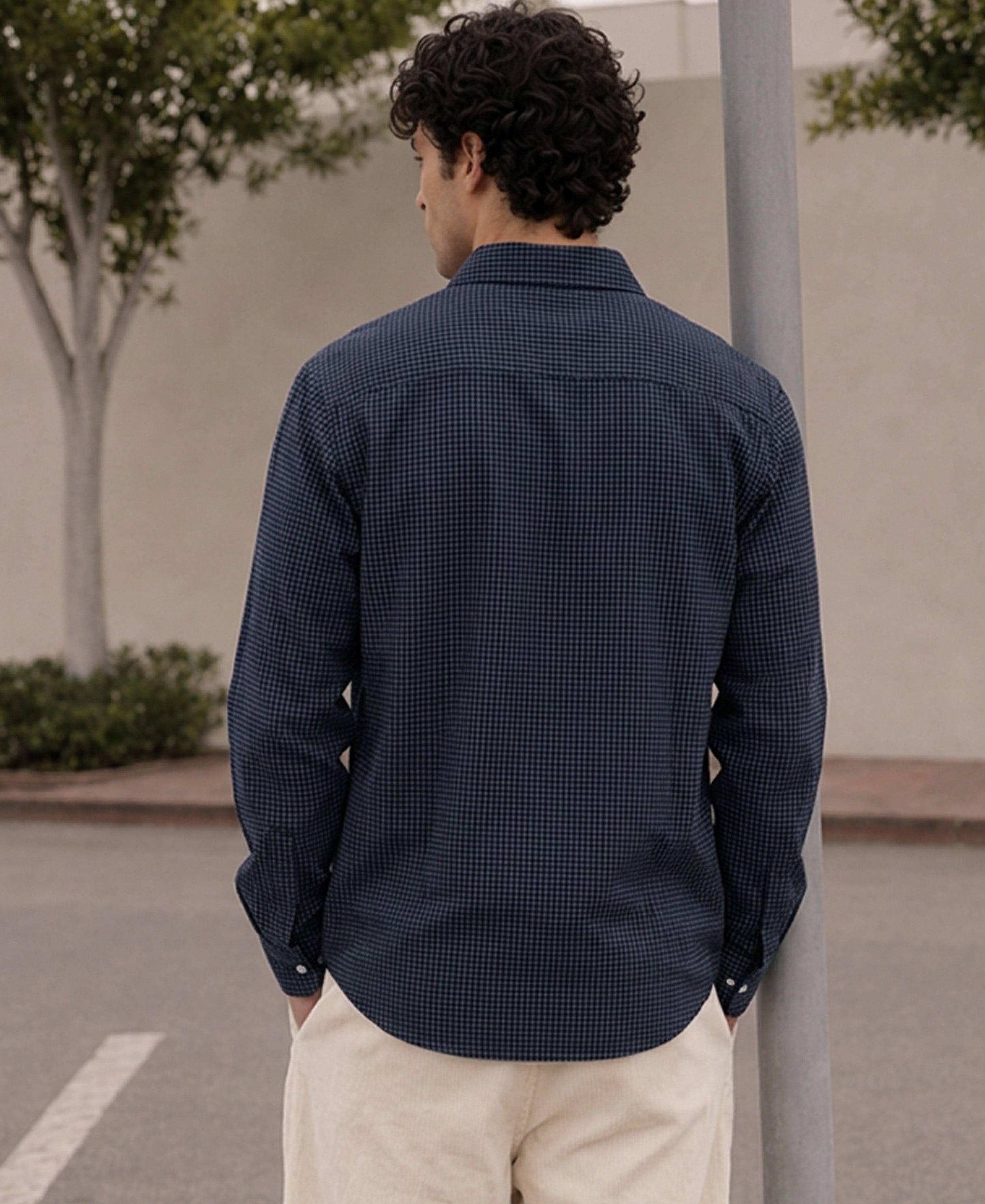Navy Micro Checks Printed Shirts