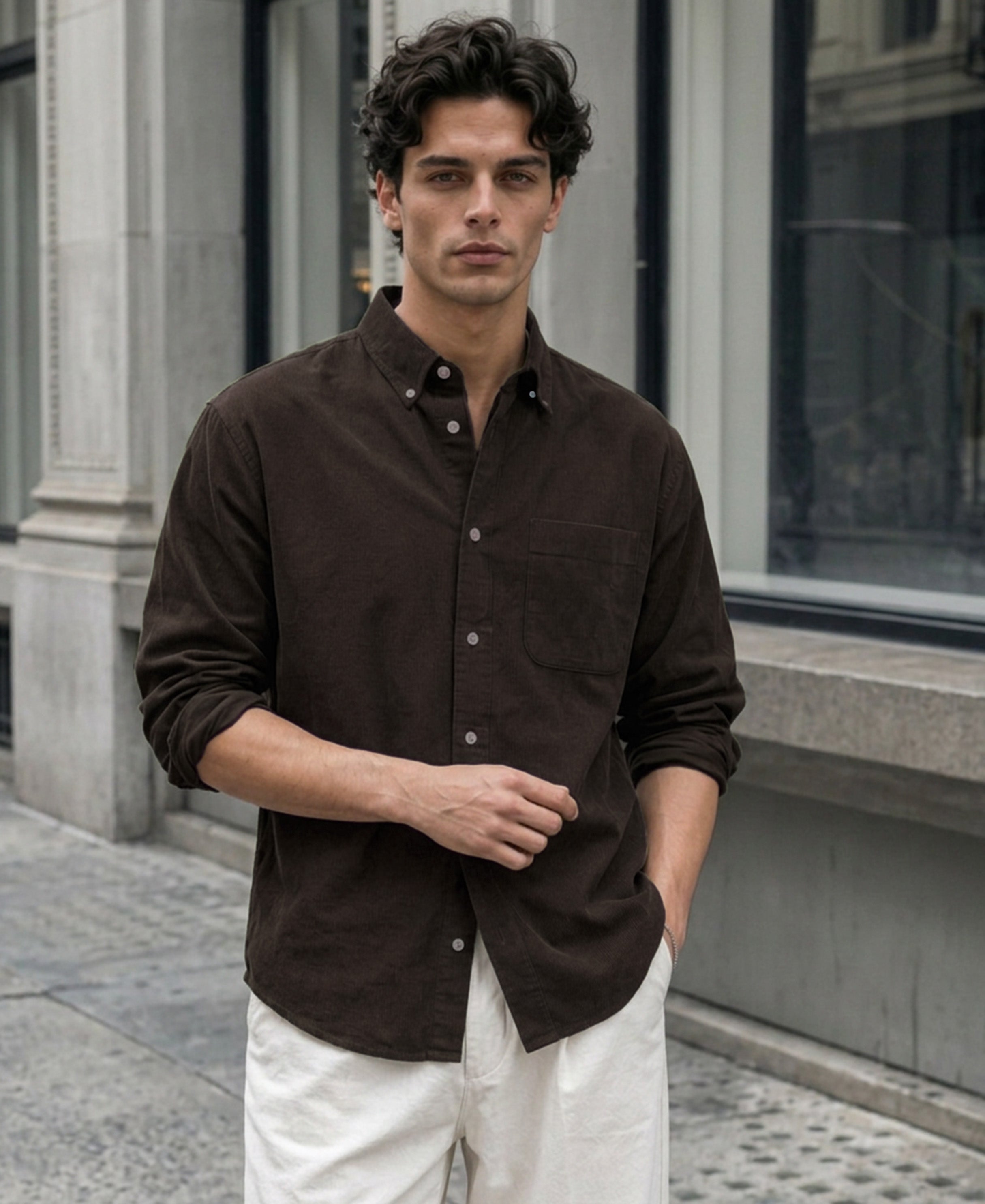 Brown Cotton Oxford Shirt