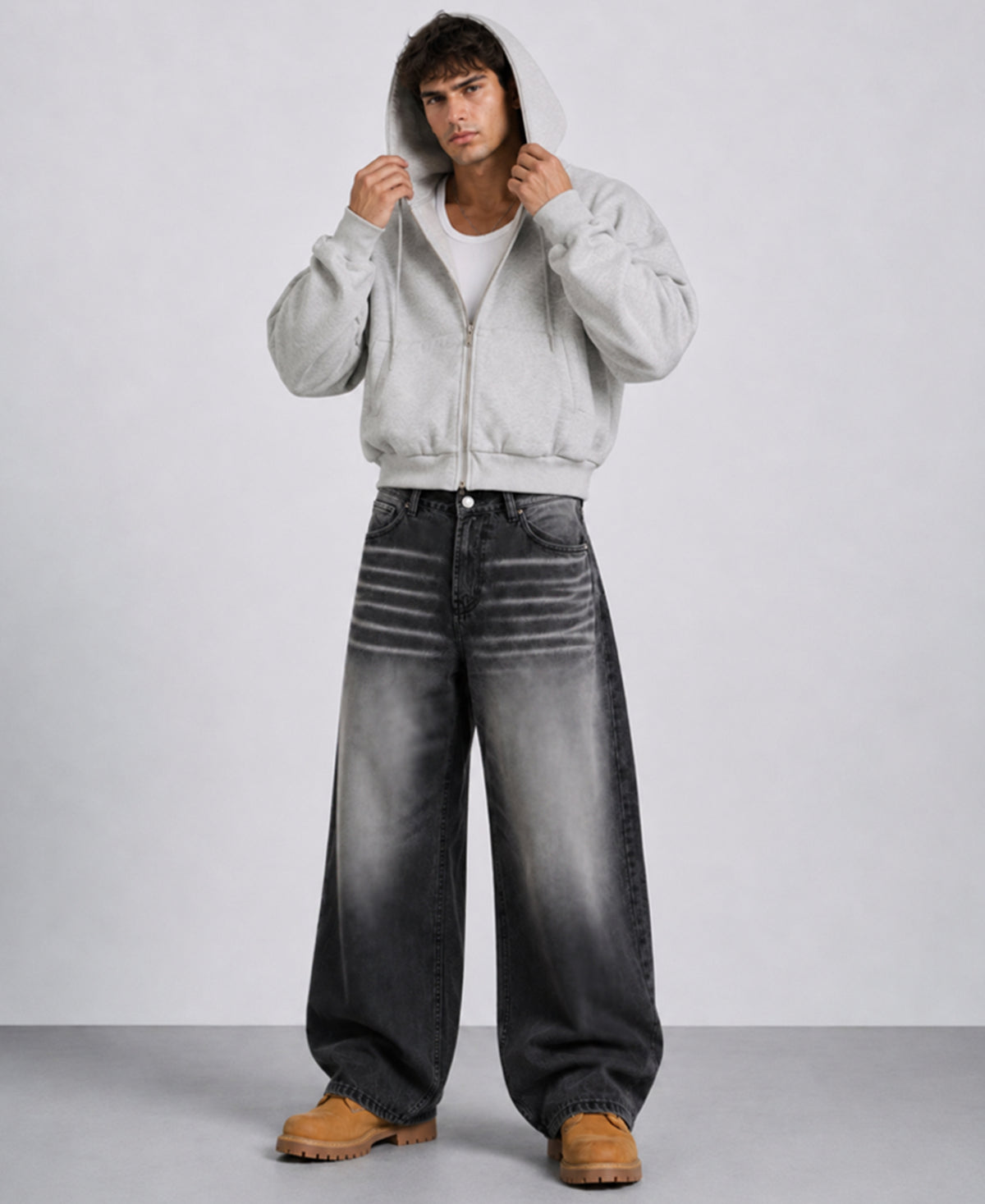 Black Washed Baggy Denim Jeans