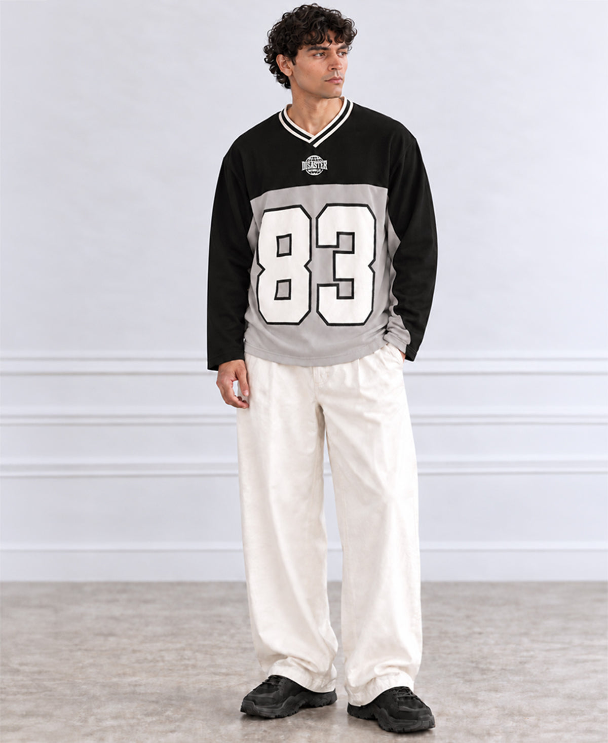 Grey & Black Printed T-Shirt