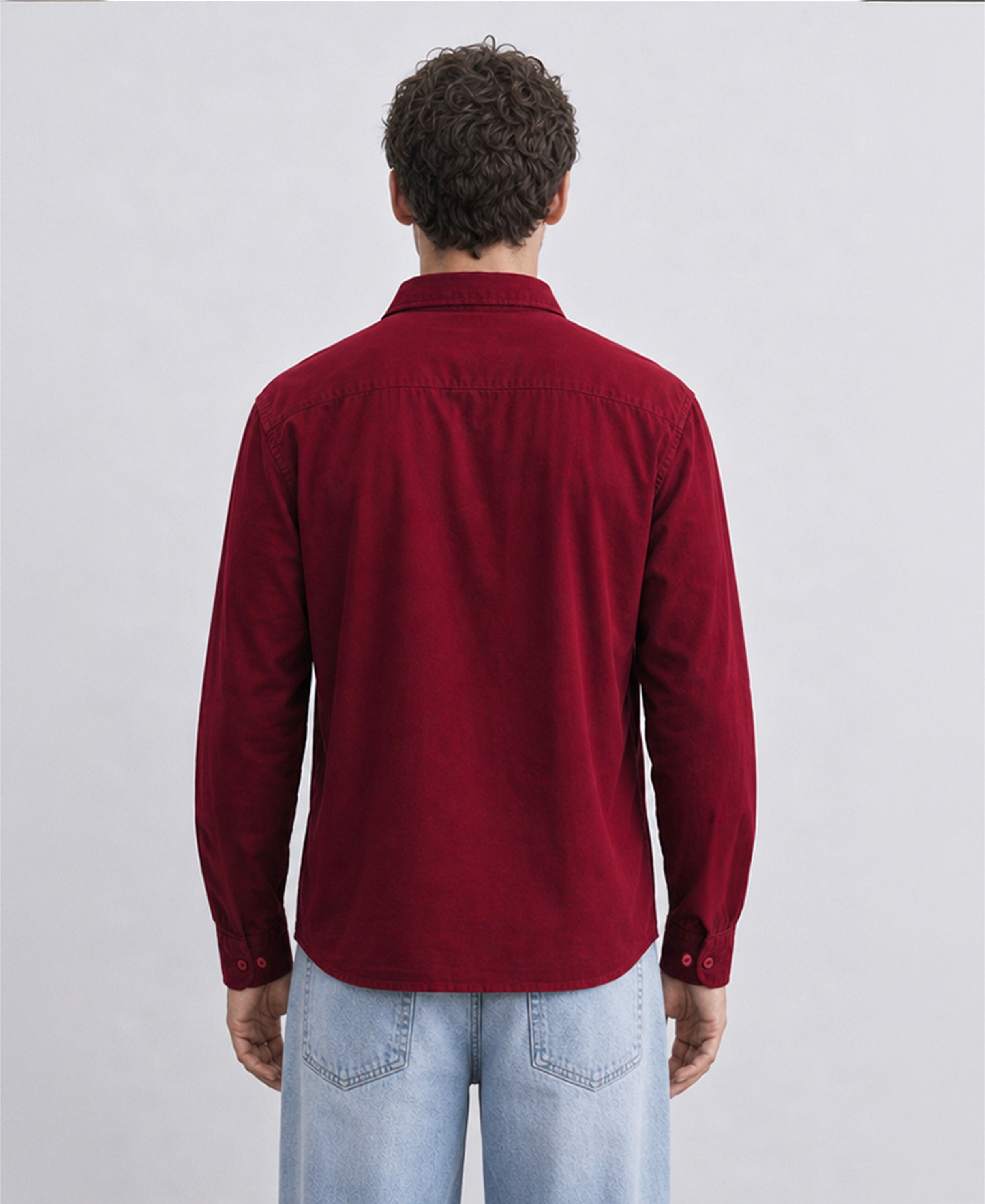 Red Structured Cotton Shirt