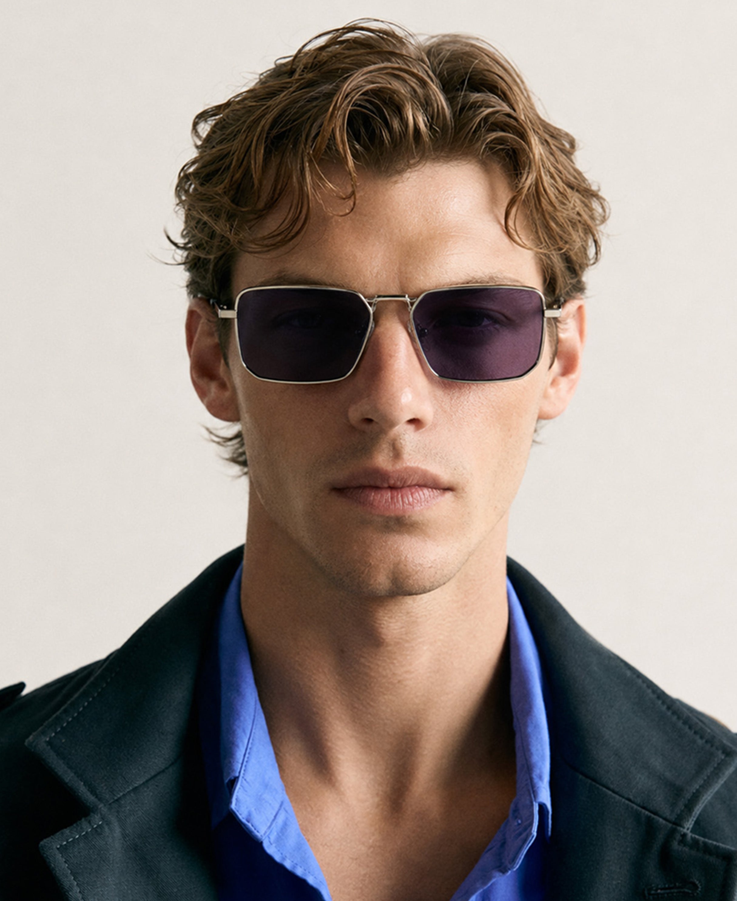 Gold Frame Rectangle Sunglasses