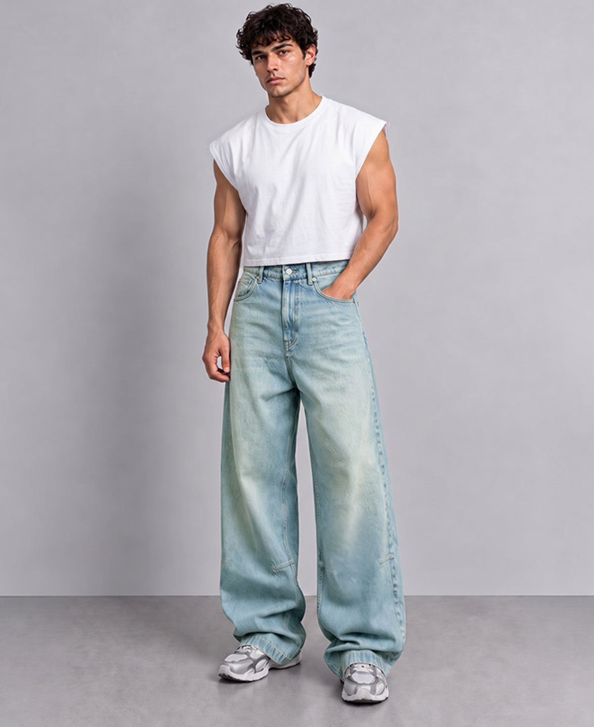 Tinted Blue Extra Baggy Jeans