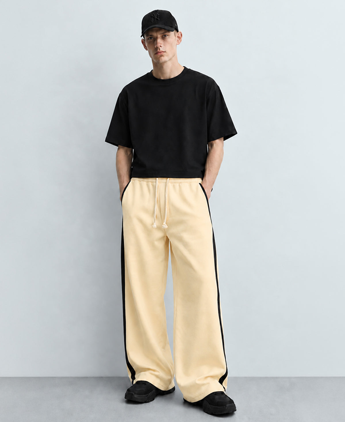 Cream Contrast Detail Trackpants
