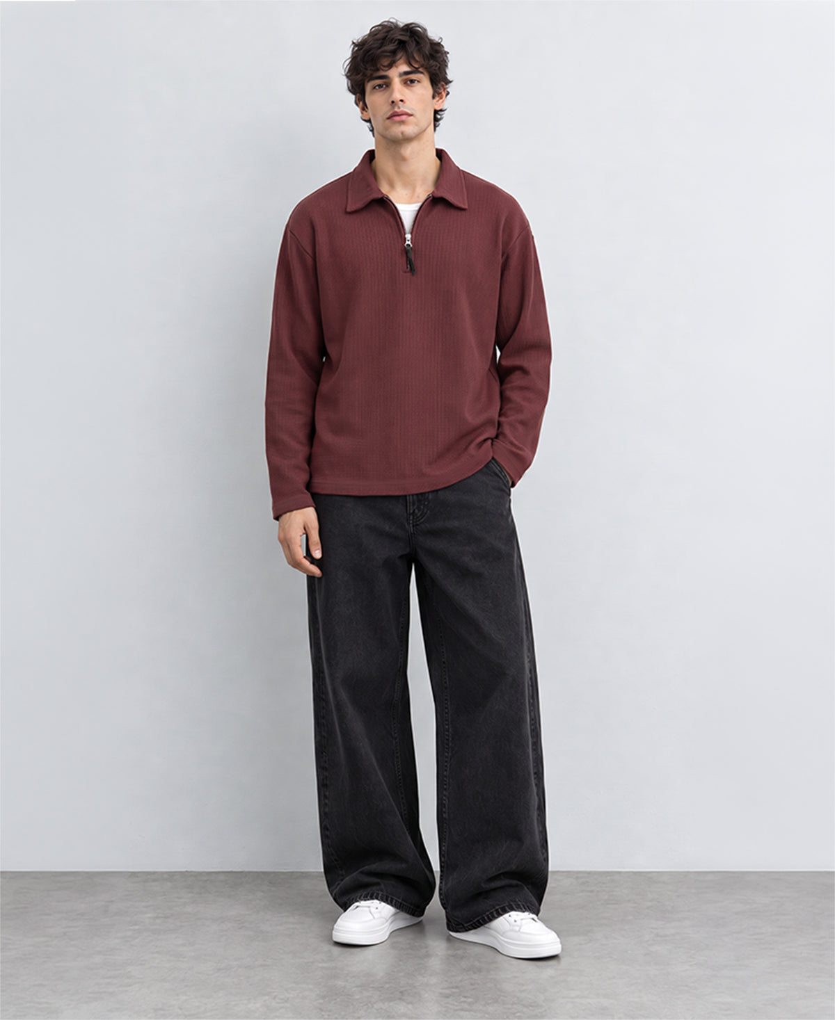 Rust Structured Zipper T-Shirt