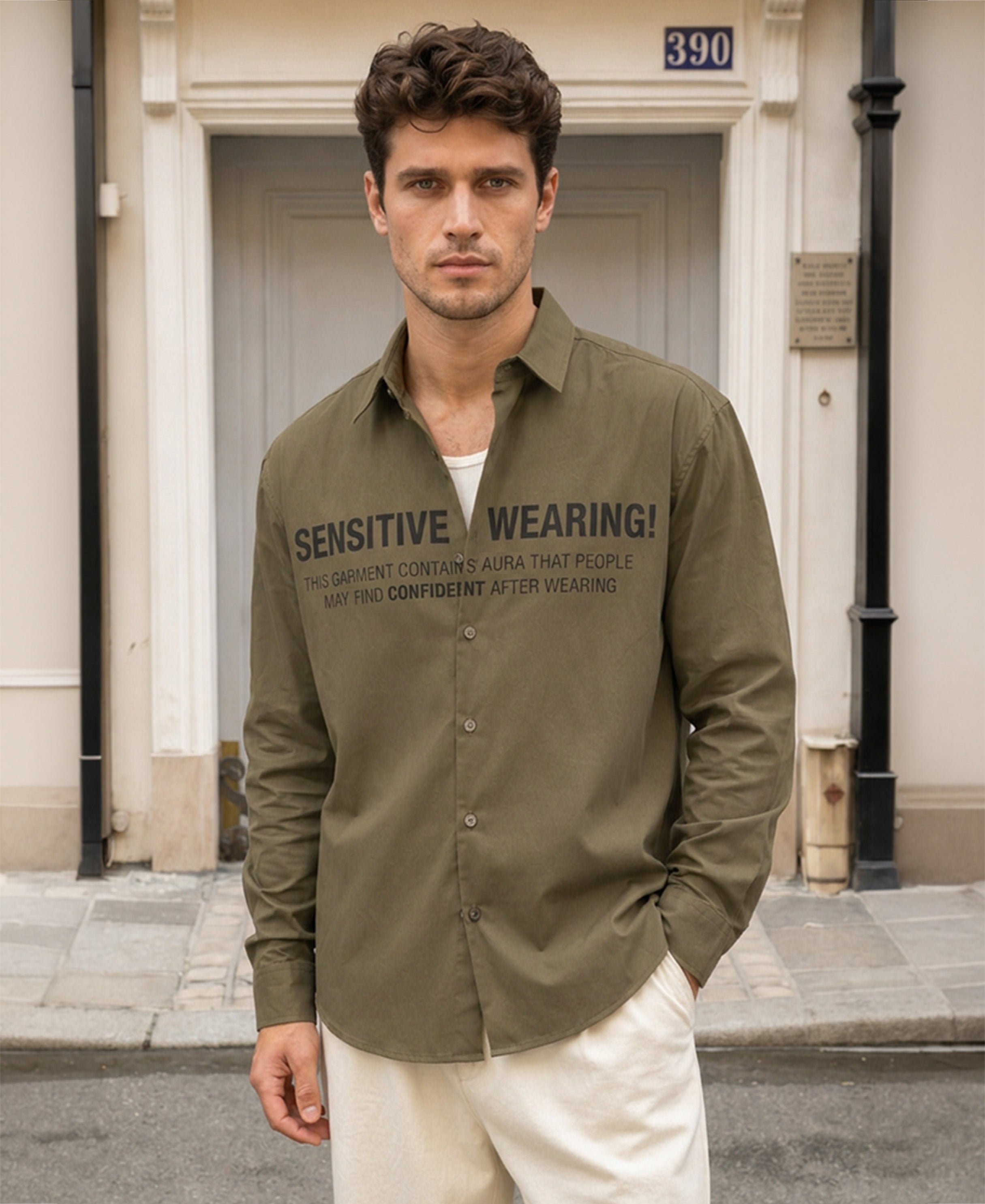 Olive Print Lightweight Shirt