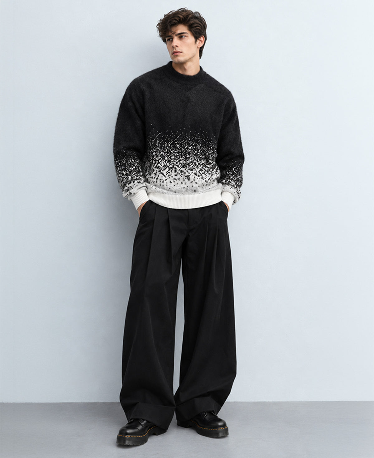Black Ombre Jacquard Sweater